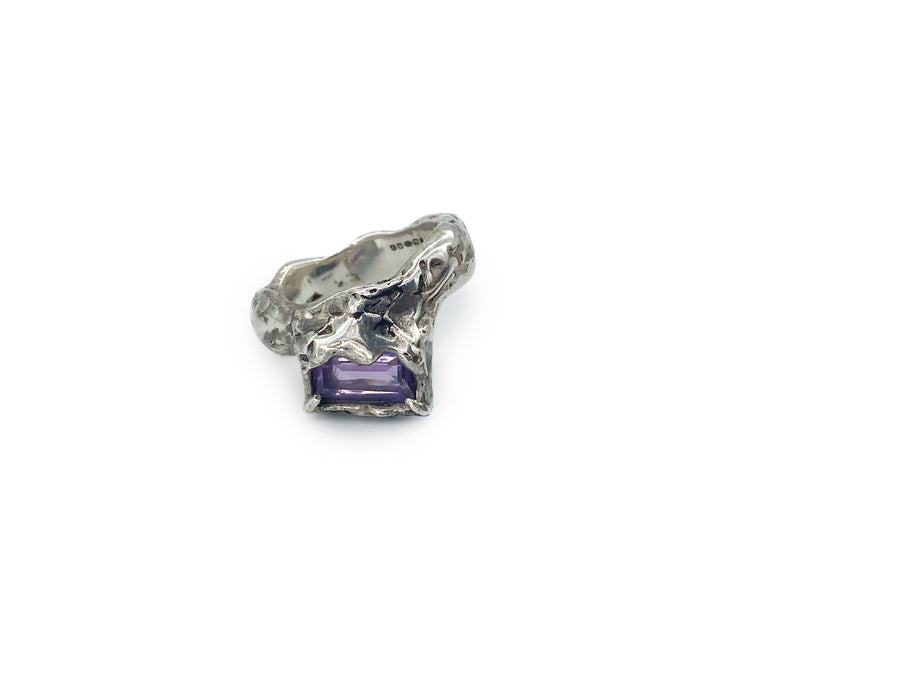 Sterling Silver Wavy 2.0 Ring in Amethyst