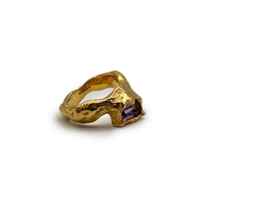 Gold Vermeil Wavy 2.0 Ring in Amethyst