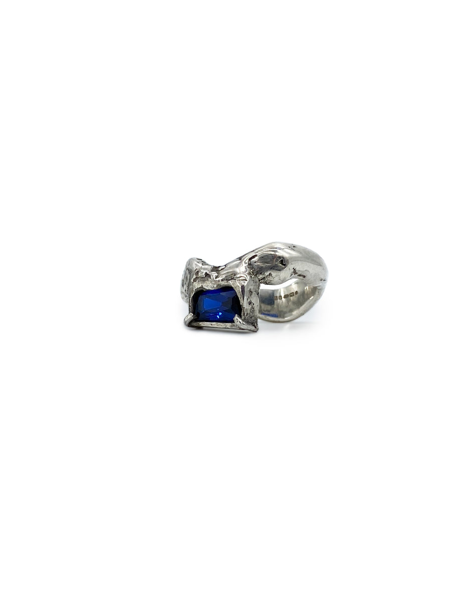 Sterling Silver Wavy 2.0 Ring in Blue Spinel