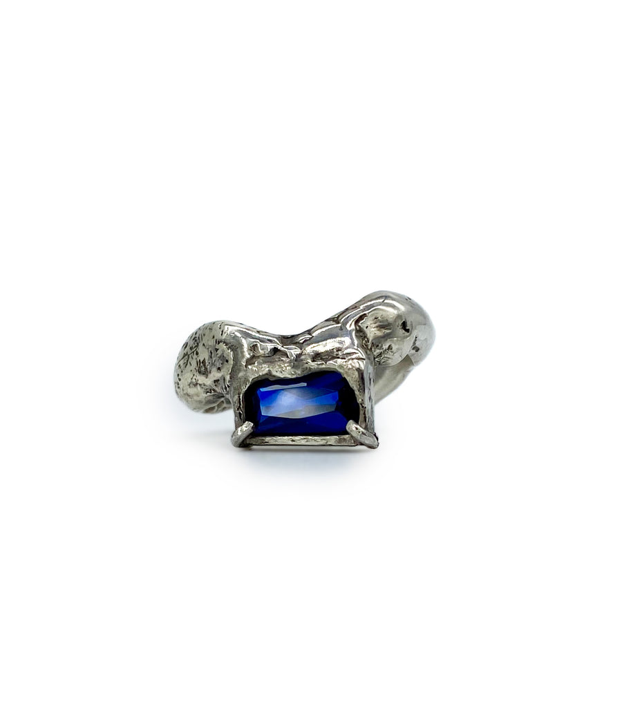 Sterling Silver Wavy 2.0 Ring in Blue Spinel