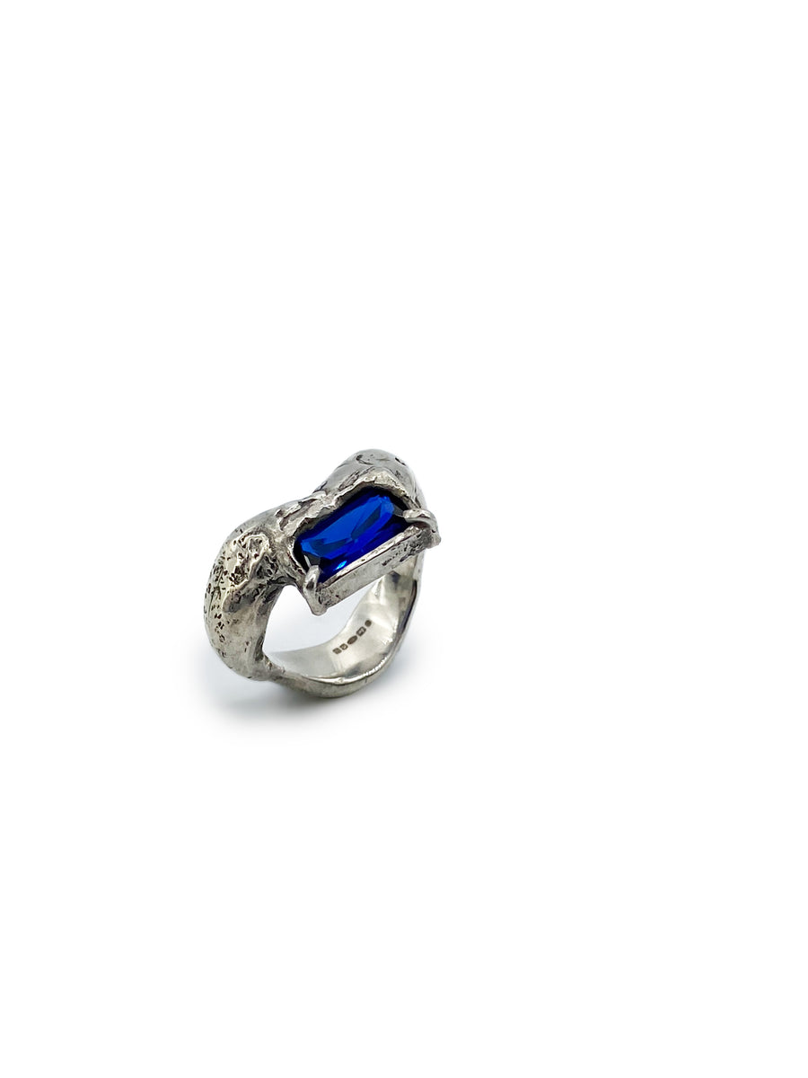 Sterling Silver Wavy 2.0 Ring in Blue Spinel