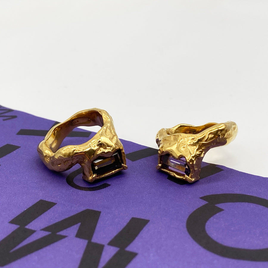 Gold Vermeil Wavy 2.0 Ring in Amethyst