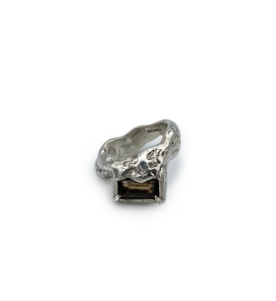 Sterling Silver Wavy 2.0 Ring in Smokey Quartz